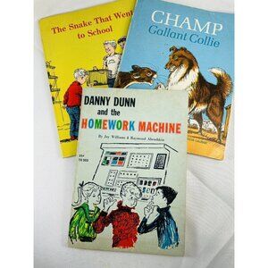 3 Vintage 60-70s Kids Paperback Scholastic Book Lot Champ Danny Dunn Snake